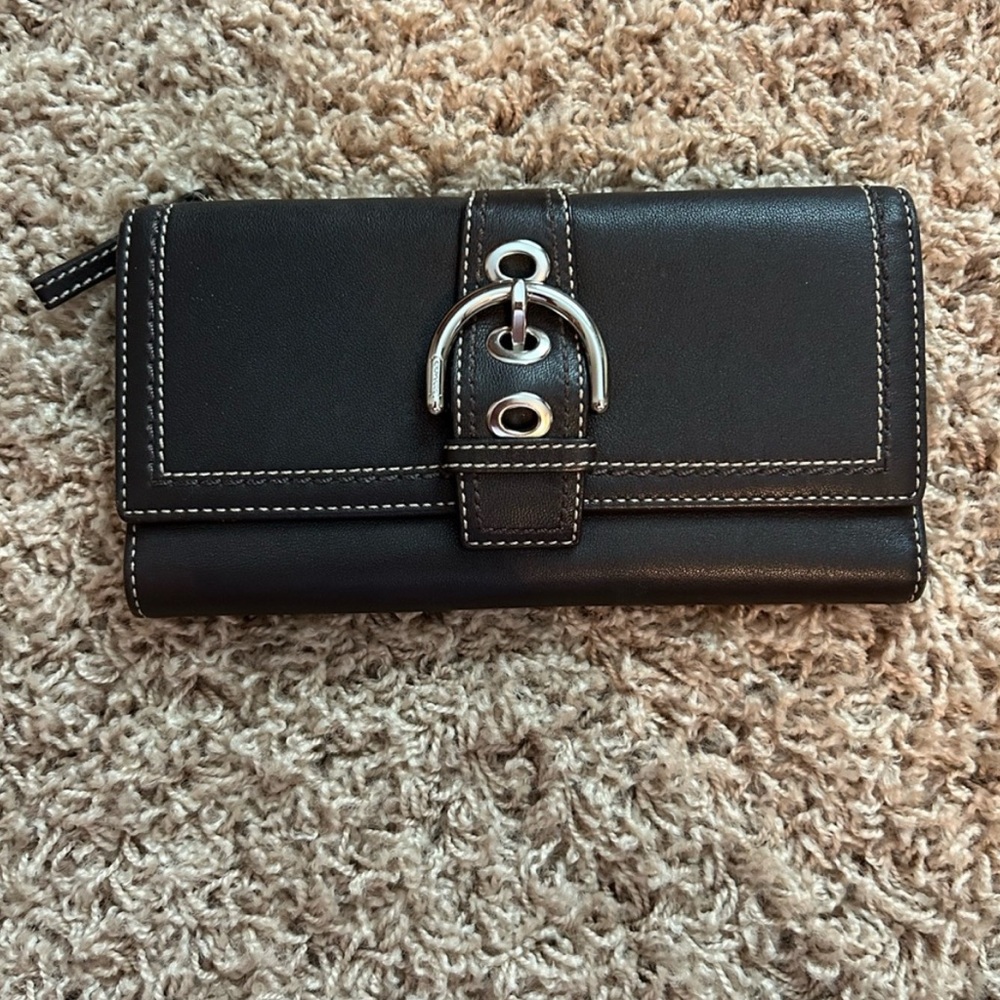 Coach Wallet with Silver Buckle Dark Brown (espresso)